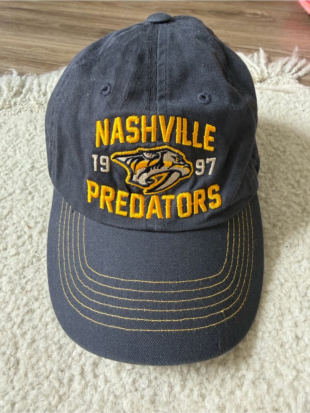 Nashville Predators Embroidered Logo Baseball Cap - Navy & Gold Hat